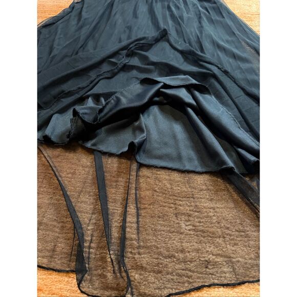 Women’s Black Mesh Pleated Midi Skirt Lined Elastic Waist XS,S, M - Picture 4 of 4